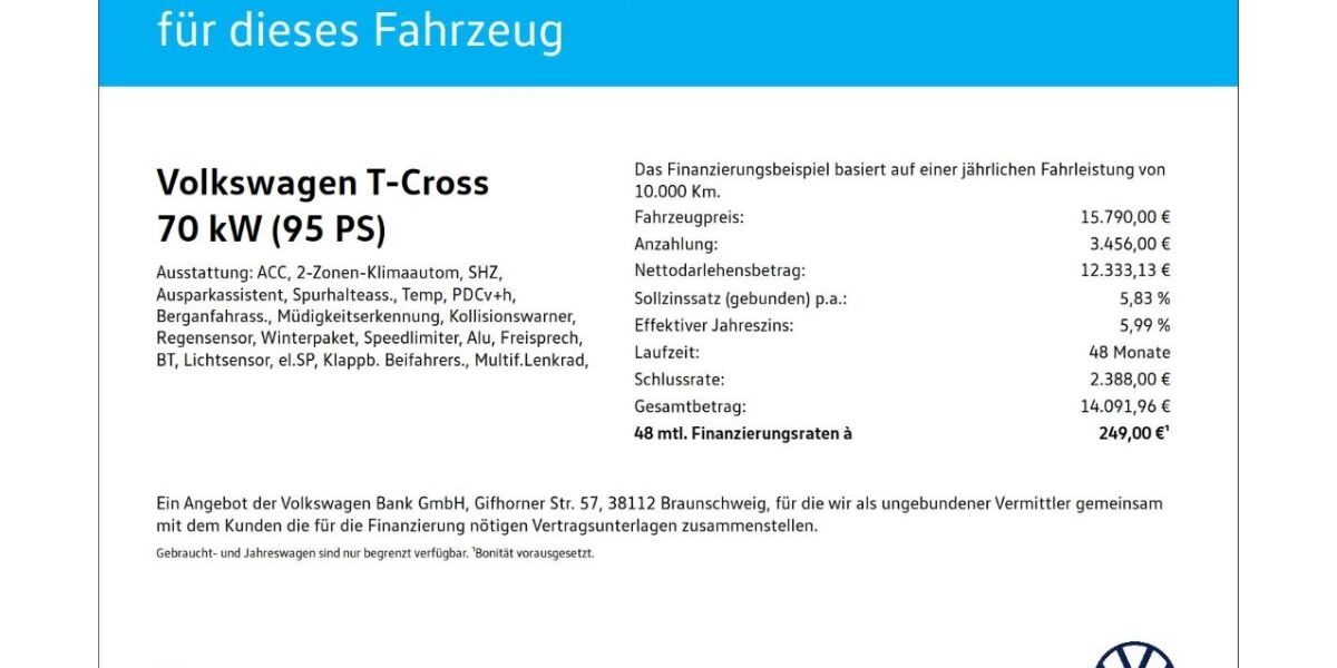 VW T-Cross 41.093 km 14.950 &euro; Wuppertal 42109
