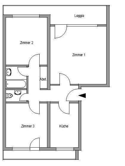 Etagenwohnung Wuppertal Hinterdohr - 3 Zimmer, 76 m&sup2;, 570&euro; | Angebot:26570788