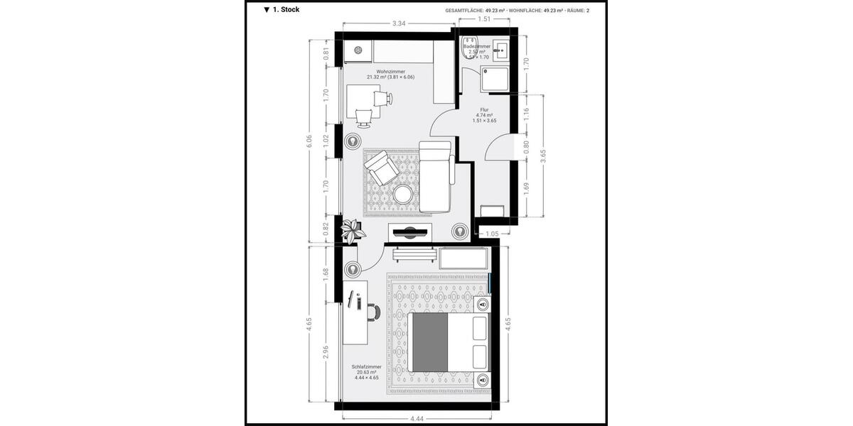 Etagenwohnung Ratingen Homberg - 2 Zimmer, 44 m&sup2;, 700&euro; | Angebot:27613528