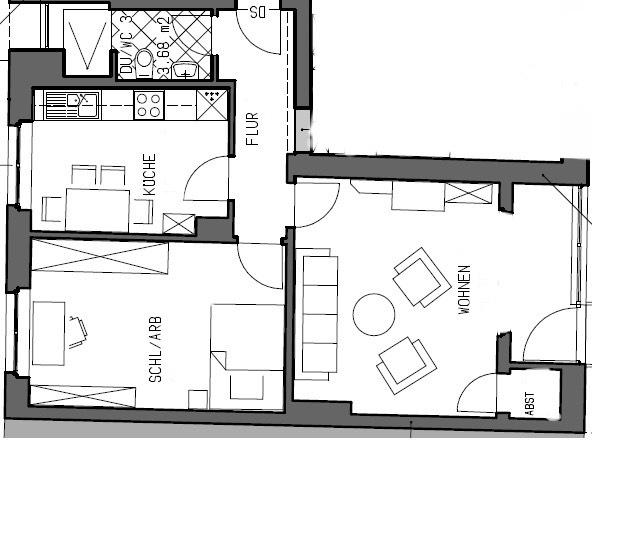 Helle 2ZKB Wohnung WG-geeignet renoviert 58 qm zimmer