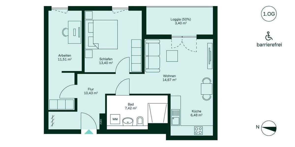 Etagenwohnung Düsseldorf Benrath - 3 Zimmer, 67 m&sup2;, 409.900&euro; | Angebot:24757265