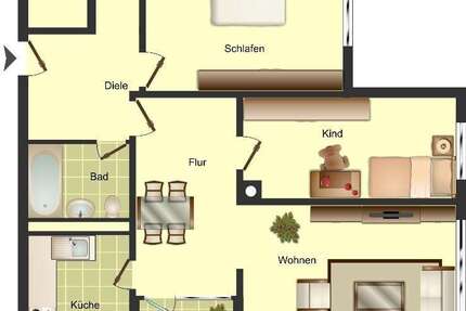 Wohnung Ratingen West - 3 Zimmer, 76 m&sup2;, 869&euro; | Angebot:26688266
