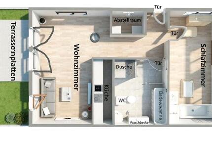 Wohnung Leverkusen - 2 Zimmer, 60 m&sup2;, 1.250&euro; | Angebot:24742518