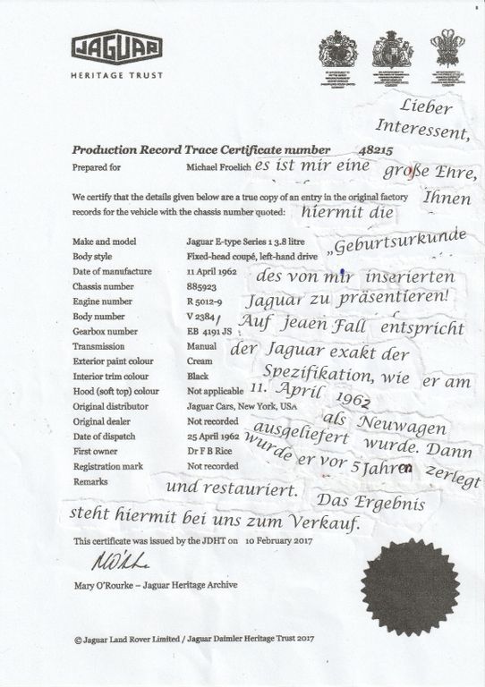 Jaguar E-Type 79.142 km 144.500 € Mettmann 40822