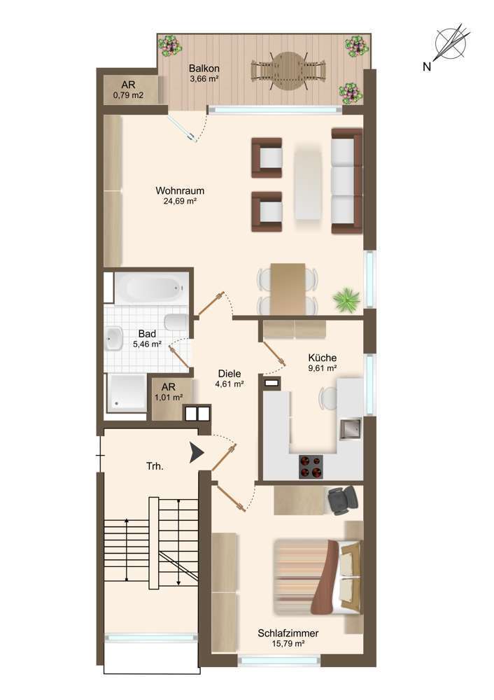 Wohnung zum Mieten in Bochum Eppendorf 900 € 63 m²