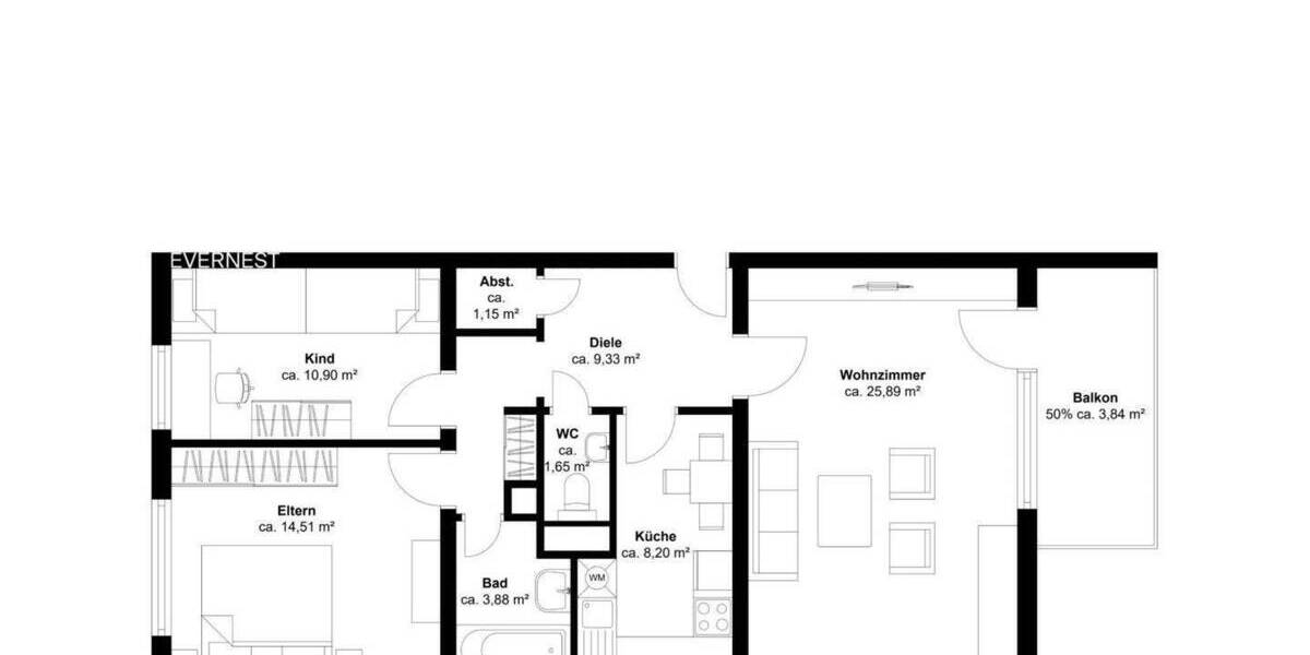 Etagenwohnung Leverkusen Lützenkirchen - 3 Zimmer, 76 m&sup2;, 130.000&euro; | Angebot:25687049