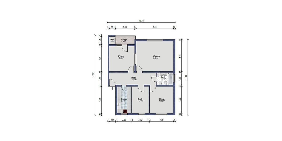 Etagenwohnung Leverkusen Rheindorf - 4 Zimmer, 101 m&sup2;, 268.000&euro; | Angebot:23941913