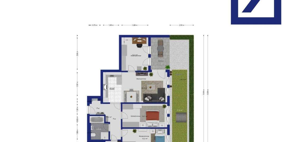 Etagenwohnung Köln Niehl - 4 Zimmer, 85 m&sup2;, 520.000&euro; | Angebot:24049698