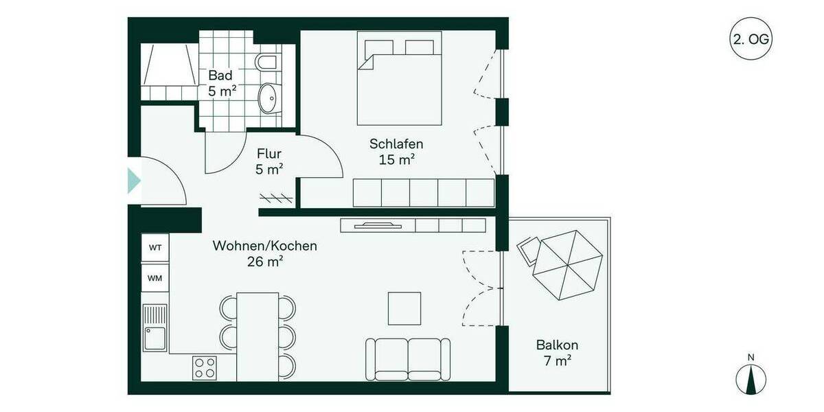Etagenwohnung Hattingen Winz-Baak - 2 Zimmer, 56 m&sup2;, 249.800&euro; | Angebot:23948159