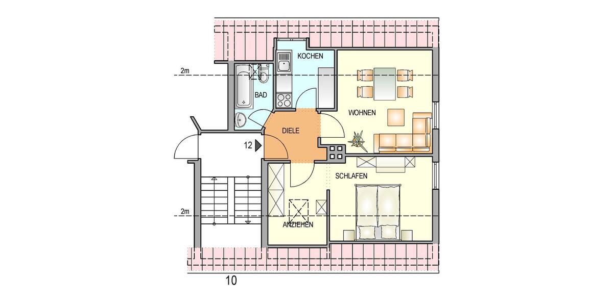 Dachgeschoßwohnung Remscheid Reinshagen - 2 Zimmer, 38 m&sup2;, 262&euro; | Angebot:24862021