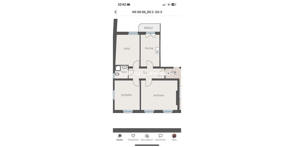Etagenwohnung Köln Nippes - 3 Zimmer, 80 m&sup2;, 1.100&euro; | Angebot:25925604