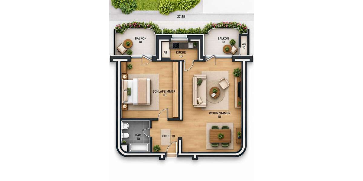 Etagenwohnung Düsseldorf Niederkassel - 2 Zimmer, 68 m&sup2;, 450.000&euro; | Angebot:27617680