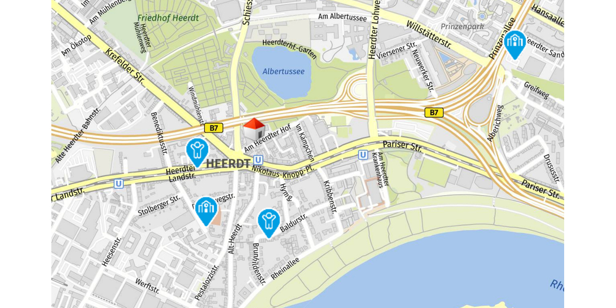 Wohnen auf einer Ebene Moderne, hochwertige 3 Zimmer-Wohnung mit Bungalow-Charakter - Erdgeschoßwohnung Düsseldorf Heerdt | Angebot:27239620