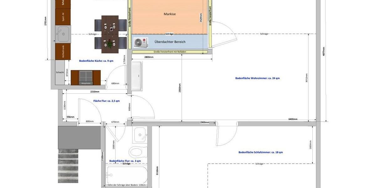 Dachgeschoßwohnung Neuss Allerheiligen - 2 Zimmer, 47 m&sup2;, 750&euro; | Angebot:27592740